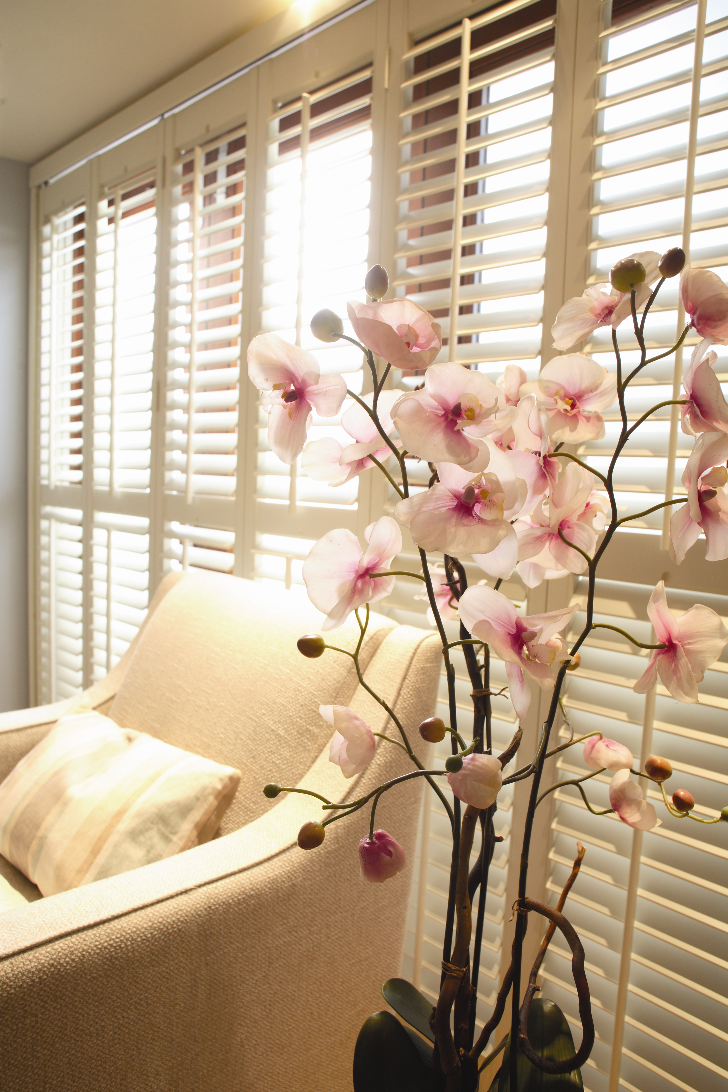 Bright room with cafe style shutters