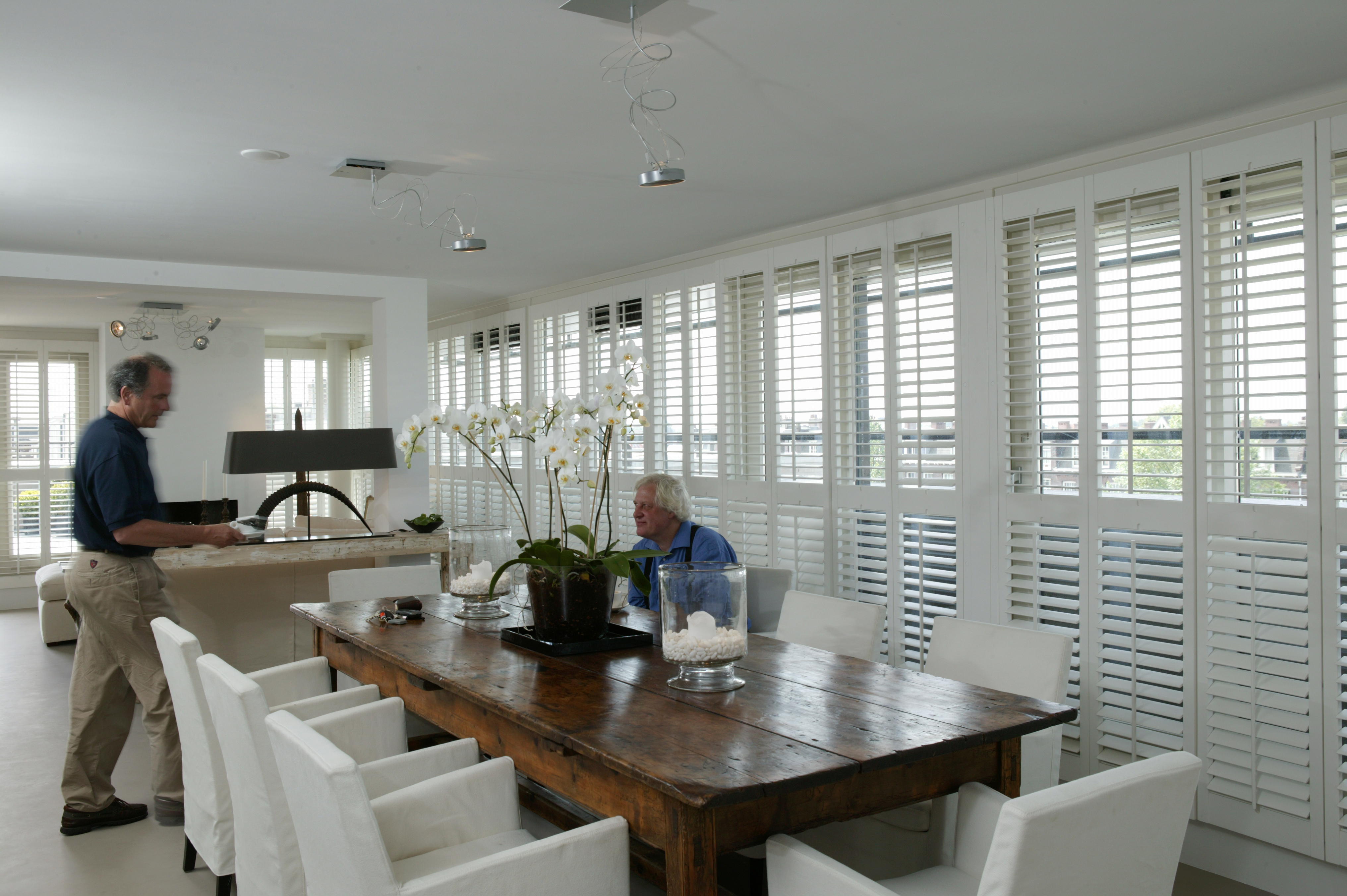 Bright room with plantation shutters