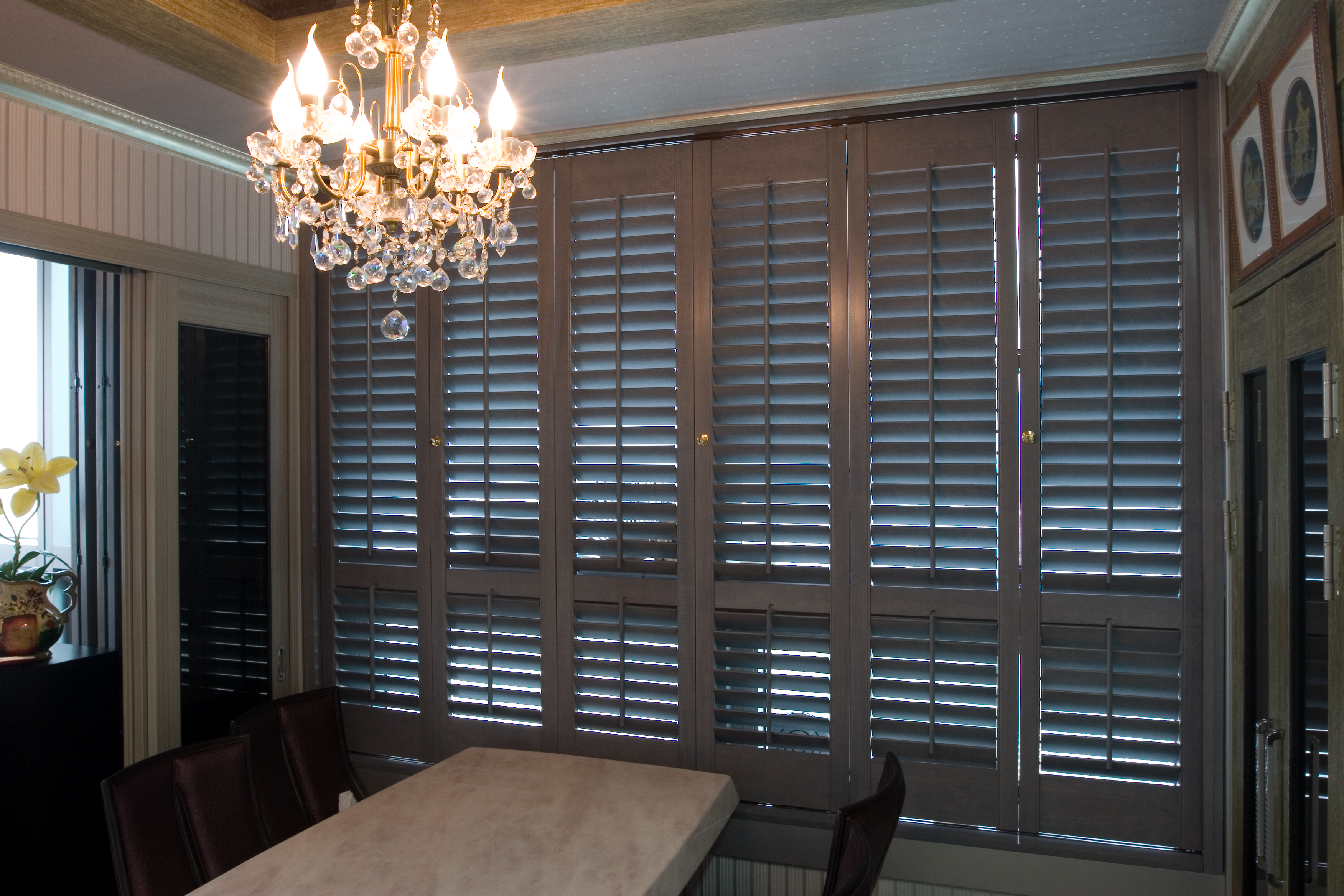 Bright room with cafe style shutters