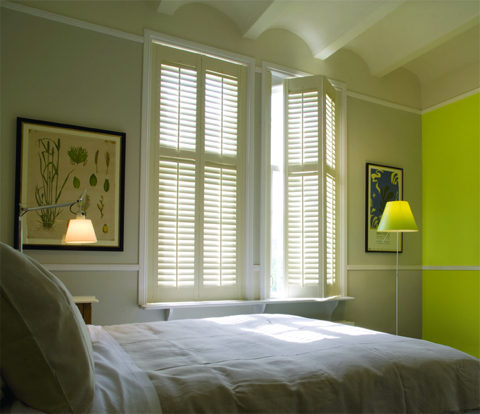 Bright room with cafe style shutters